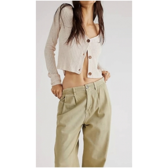 Free People Sweaters - FP Beach Free People Ribbed Cropped Cardigan Size Medium Tan/Sand